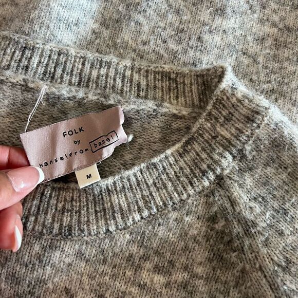 Anthropologie Rare Folk Hansel From Basel Swan Graphic Wool Sweater M - Picture 5 of 7